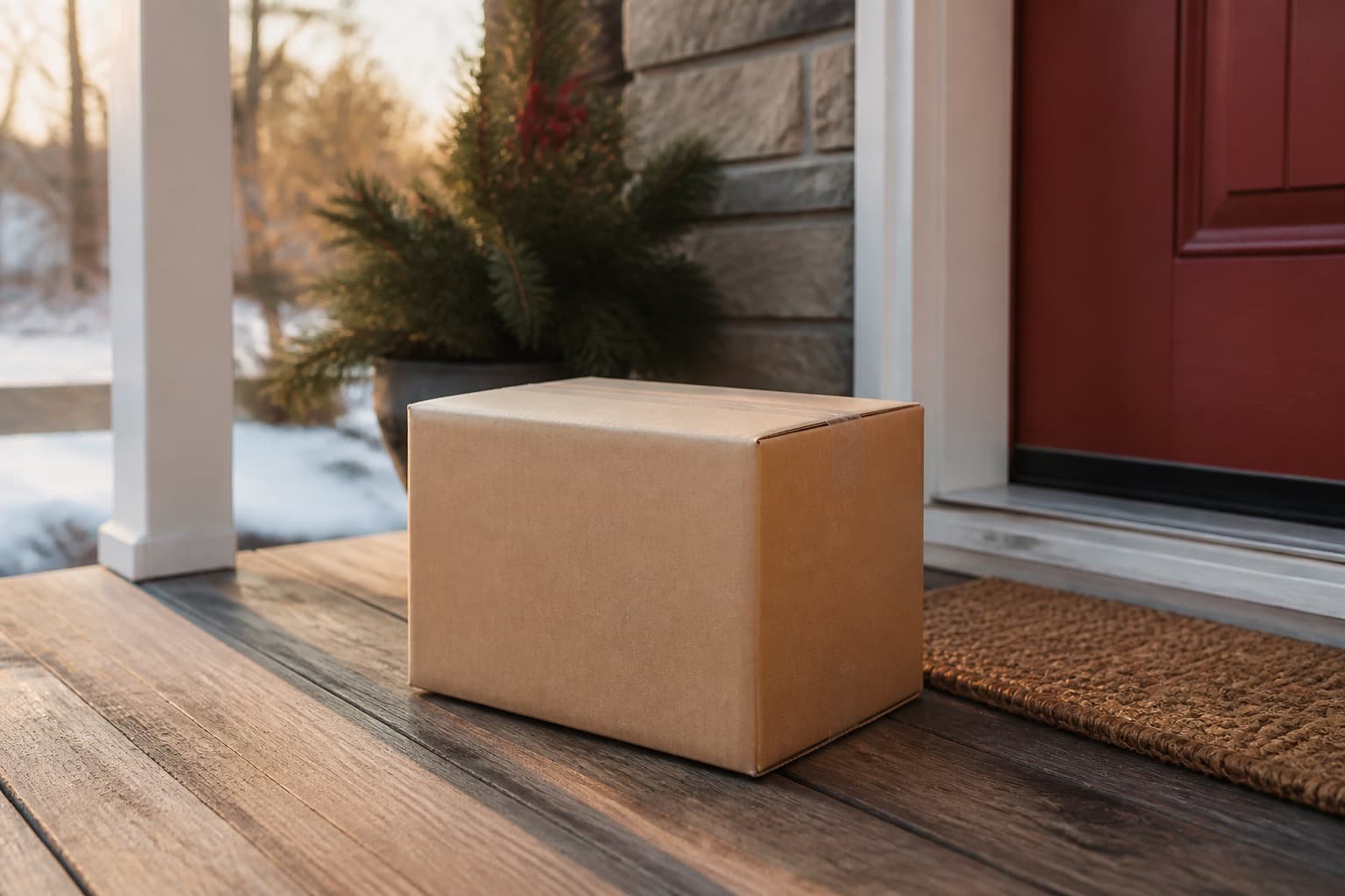 A parcel waiting on a doorstep